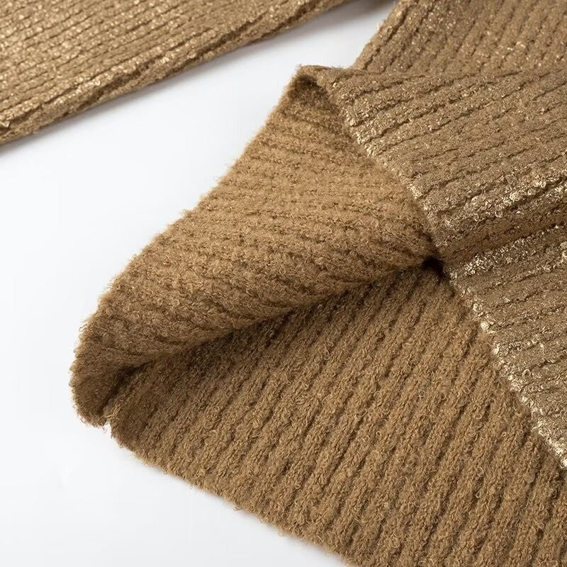 Ziva - Metallic Gold Ribbed Sweater