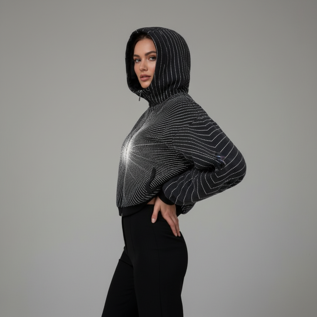 Black Reflective Stripe Hoodie Side