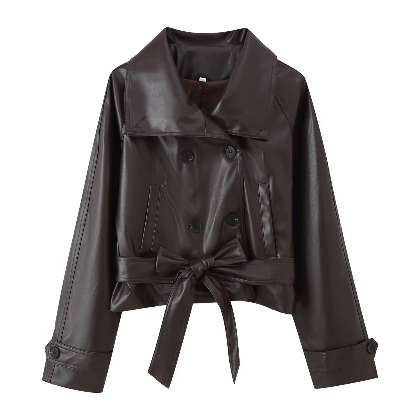 Liora Leather Jacket with Belt - Oversized Fit