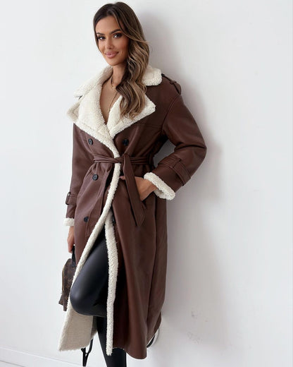 Mira - Elegant Teddy Trench Coat with Double Collar